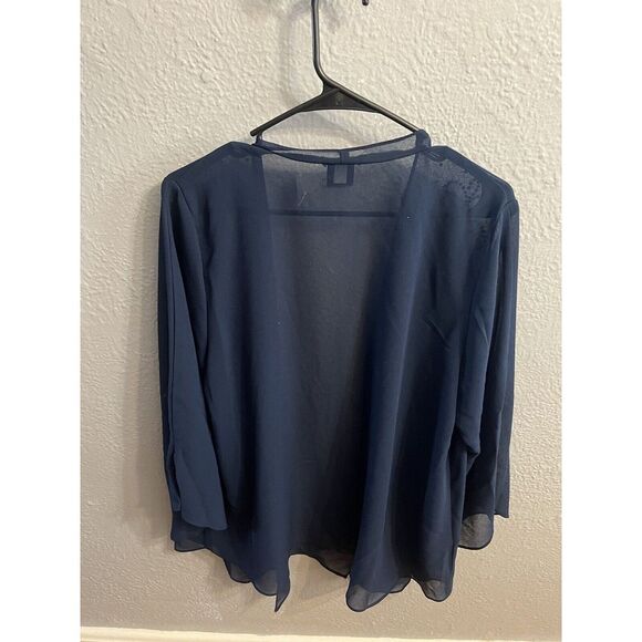 Catheines Plus 18W Navy Blue Open Front Cardigan Jacket - Picture 4 of 7